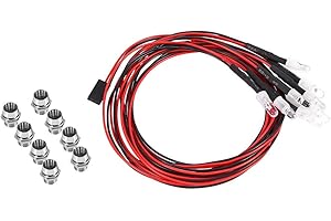 DILWE Zestaw 8 świateł LED, 4 białe 4 czerwone reflektory tylne dla 1/10 RC Car Truck Crawler