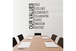 VODOE Motivational Wall Stickers, Teamwork Wall Decals, (Easy to Install), Art Decor Vinyl Quotes Positive Sports Basketball Soccer Adults Inspirational Office Gym Home Sign Family, Our Values 18"X23.5"