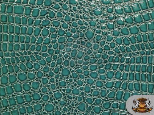 Vinyl Crocodile DARK TURQUOISE Fake Leather Upholstery Fabric By the Yard by Fabirc Empire