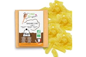 [MA] bio-épicerie | Gingembre confit BIO en barres | 940 g | Sachet vrac | Certifié Biologique | Fruits Confits | Sans Conservateur