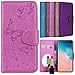 Produktbild KingSang Samsung Galaxy S10 Plus Hülle Leder, Schutzhülle Brieftasche Wallet Case Magnet Flip Cover Spiegel Design Lederhülle mit Ständer und Kartensteckplätzen -Rose