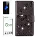Produktbild Penlicraft Galaxy J6 Hülle [mit Panzerglas],Galaxy J6 Handyhülle, PU Leder [Starry Night Butterfly Diamond Glittr Star] with Handyhüllen [Magnetverschluss] Case für Samsung Galaxy J6(schwarz)