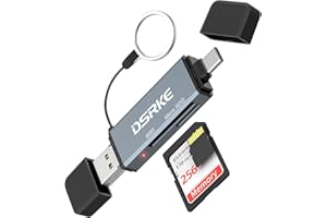 DSRKE Lector de Tarjetas SD/Micro SD - Adaptador OTG con Triple Conector (USB-A/Micro-USB/USB-C) para SDXC/SDHC/UHS-I, Compatibilidad Universal con Dispositivos Antiguos y Modernos
