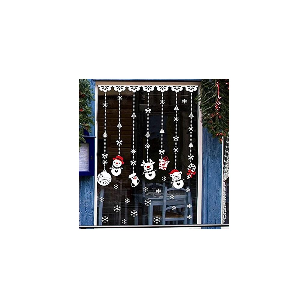 9 Vetrofanie Natalizie Rimovibili 20x30 Cm – Adesivi Per Finestre Con Alci E Babbo Natale, Fronte/retro, Riutilizzabili