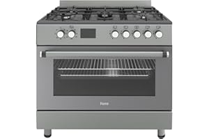 Ferre F9S50E7-GRD 90cm Dual Fuel Range Cooker With Double Turbo Fan & Wok Burner - Dove Grey