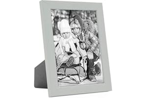 PHOTOLINI Bilderrahmen Kinderzimmer 10x15 cm Grau, Wechselrahmen farbig, Holz, Acrylglas, Made in Germany, zum Aufstellen & Aufhängen, mit Zubehör - für bunte Kinderbilder