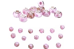 RKC DIVINE DESIGN BY RKC JEWELZ LONDON 30Pc Pandora Compatible Pink Murano Glass Charms - Rose Blossom Baby Pink Lampwork Beads with Silver Cores - Christmas Birthday Jewellery Gifts for Women Girls Mum Sister