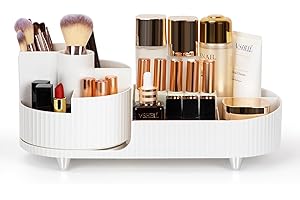 Cinnani Organizer na kosmetyki, obracany o 360°, wielofunkcyjny organizer na kosmetyki do toaletki, łazienki i sypialni, biały