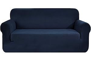 SAMSTEX Stylish Sofa Cover Stretch 1-Piece Sofa Slipcovers High Stretch Sofa Covers 3 Seater Thick Soft Sofa Protector Machine Washable Non Slip Couch Covers (3 Seater, Navy Blue)