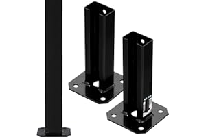 KOTARBAU® 2 x Support De Poteau 60 x 40 mm en Acier | Support De Poteau À Visser Noir Pour Poteaux | Pied Poteau | Platine Poteau | Support Poteau Bois | Fixation Poteau Bois | Support Poteau