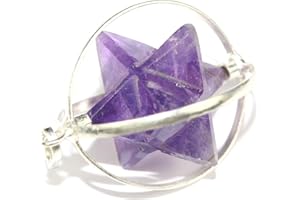 Jet International Colgante Merkaba de estrella giratoria de amatista energizada 1 pulgada Terapia de cristal Folleto de 40 páginas Tratamiento de equilibrio de chakra