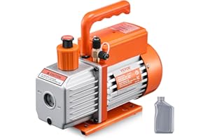 VEVOR Pompa per Vuoto 4 CFM, Pompa a Vuoto a Palette Rotanti Monostadio HVAC per Sistemi Kit Pompa Vuoto AC per Auto con Contenitore per Olio per Manutenzione Aria Condizionata da Veicoli