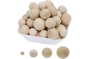 WITGIFT Holzkugeln,110 Stück Holzbälle Rund Unlackiert Naturholz Holzperlen Bastelperlen für DIY Schmuck Zubehör zum Basteln,4 Größen,10mm,20 mm, 25 mm, 30 mm (110 Stück)