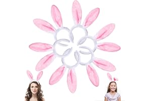 DIYDEC 6PCS Bunny ears Headbands, Pink Plush Bunny Rabbit Ear Headband Hairband for Woman Kids for Easter Party Favor(11.81inch length)