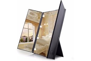 ELANDER Willingood Kosmetikspiegel, beleuchteter Schminkspiegel mit 8-LEDs (für Make up und Rasur, Standspiegel mit Batterie, für die Reise oder das Bad) [Besten