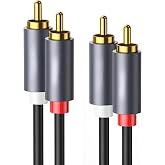 Coverzone 2RCA Stereo Ses Kablosu Altın U&ccedil;lu Y&uuml;ksek Ses Kalitesi AUX 3.5mm RCA Kablo Subwoofer Amfi TV Ses Sistemi ile Uyumlu
