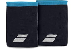 Babolat, Muñeca de Esponja Modelo Logo Jumbo Wristband, Talla Única, Color Blanco/Negro, Absorción Rápida de la Sudoración, Ancho 10,5 cm, Diadema de Muñeca para Gimnasio Tenis Badminton Padel