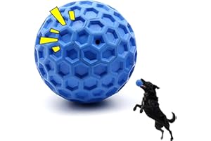 woeita Indestructible Squeaky Dog Ball – Durable Touch Chew Toy for Aggressive Chewers, Interactive Puppy Toy for Anxiety Boredom & Teething Relief (Blue, 80mm)