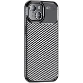 Elfia Apple iPhone 15 ile Uyumlu Kılıf Silikon Karbon İnce Esnek Lens Korumalı Tarz Mat Parmak İzi Bırakmayan Kapak Negro Siy