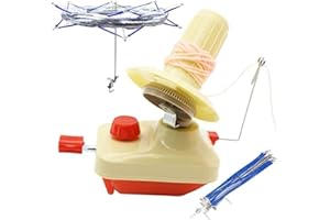 LAMXD Needlecraft - Enrollador de bolas de hilo operado a mano, rojo, paquete portátil, fácil de instalar y usar, resistente con mango de metal y abrazadera de mesa, incluye juego de bobinadora de