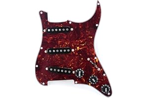 Musiclily 11 Otworów SSS Loaded Prewired Pickguard Maskownica z Przetwornikami Single Coil Zestaw do Gitary Elektrycznej Strat ST, 4-warstwowy Tortoise Shell