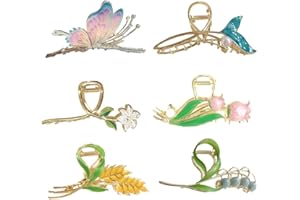 ‎KRAEOKE 6 Stück Schmetterling Haarspangen Kraeoke Fischschwanz Haarklammer Weizen Hair Clips Tulip Hinterkopfclip Große Blumen Haarspange (Kombination 2)
