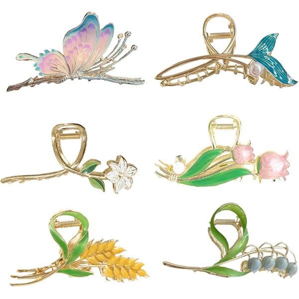 Blumen-Schmetterling Haarspangen - Vintage Strass Design, Französische Krallen, Für Frauen & Mädchen