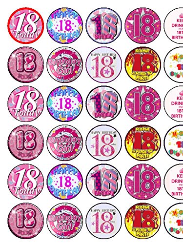 30 Assorted 18th Birthday Female Premium Rice Paper Cup Cake