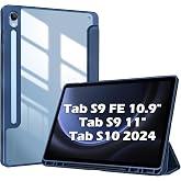 Samsung Galaxy Tab S9 FE / S9 11in&ccedil; ile uyumlu Kılıf Grafiti Şeffaf Kalem B&ouml;lmeli X710 X716 X718 X510 X516 Lacivert