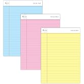 Riyaz A5 Boyut, 3 farklı renkli Legal Pad, Notluk, Notepad, Defter, Herbiri 50 Yaprak, Geniş Satır aralığı, okul, iş ve ofis 
