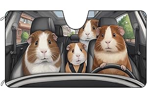 BAGEYOU Car Front Windshield Sunshade Guinea Pig Decor Vehicle Sun Shade Visor UV Ray Reflector Sun Protector, Keep Vehicle Cool, 55" x 30"