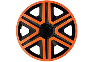 NRM Action Wheel Trims, Orange / Black 15 Inches. (4 x universal wheel trims/hubcaps)