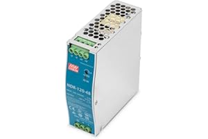 DIGITUS Alimentatore di rete industriale – Montaggio su guida DIN – Output 48 V DC / 2,5 A / 120 W – Input 100 – 240 VAC – Alloggiamento in metallo
