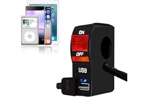 GOFORJUMP Interruttore luci Manubrio Rosso Universale Pulsante ON/off Interruttore fari Moto con Caricatore USB Accessorio Moto