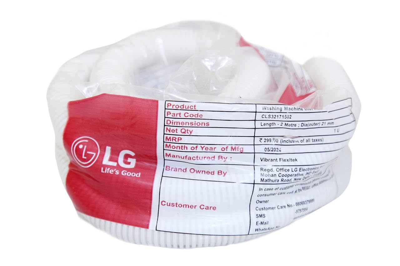 LG Original Semi Automatic Washing Machine Inlet Water Flexible Hose Pipe 2 Meter