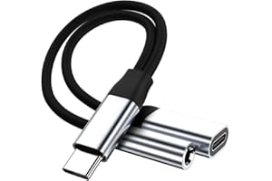 CELLWORLD Adaptador de Cargador y Auriculares USB C a Jack de 3,5 mm, 2 en 1 USB Tipo C a Cable de Audio Auxiliar con Carga Rápida de 60 W, Compatible con Samsung S23/S22+/S21/Note 20, Pixel 6/5, OnePlus, etc.