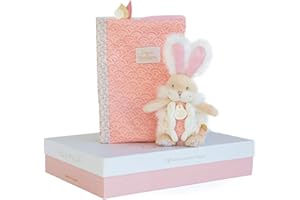 Doudou et Compagnie - Protège Carnet De Santé Bébé + Doudou Lapin - 32,5cm X 23,5cm - Rose - Coffret Cadeau De Naissance - Lapin De Sucre -DC3498