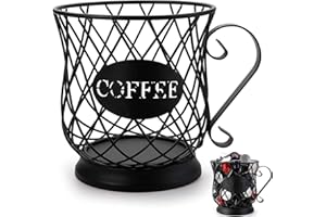 WHCCTL Panier à Capsules De Café, Organisateur Dosettes Café, Panier Rangement de Café, Corbeille Fruits Tasse à Café, Porte-Capsules De Café Design Original, Porte-Tasses K, Grande Capacité, Noir (A)
