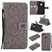 Produktbild Lonchee Google Pixel XL Leder Wallet Tasche Brieftasche Schutzhülle , Sonnenblumen geprägten Muster Design Hochwertige PU Leder Folio Tasche Case Hülle im Bookstyle mit Standfunktion Kredit Kartenfächer (grau)
