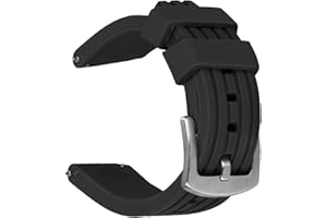 Weimob Unisex Silikon Uhrenarmband Schwarz Blau mit Dornschließe Gerade Anstoß Schnell-Montierbar Ersatzuhrband Sportlich Uhrenarmbänder mit Schnellverschluss für Männer Frauen 20mm 22mm 24mm