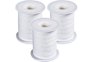 LIERFIS Stoppini per Candele, 3 Rotoli 200 ft/ 61 m Stoppini di Cotone Naturale per Candele fai da te, Candela Forniture Candela Fai da te Artigianato