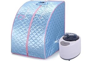 POPSPARK Sauna pliable cabine à chaleur Thérapeutique Spa 1000W Sauna à Vapeur,Sauna e portable,Personal Spa at home avec le contrôleur de température à distance (98x80x70cm)(Bleu)