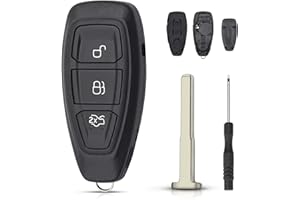 Lizbn 3 Button Remote Control Key Fob Cover Case Replacement Fob For Ford Fiestak Mondeo Focus Kuga B-Max Galaxy S-Max C-Max/Grand C-Max Smart Remote Key Fob with Uncut Blade