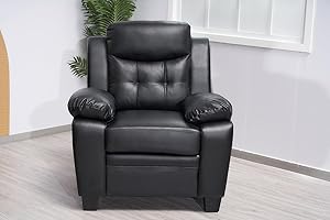 SofaHeaven Black Bonded Leather 3+2+1 Seater Sofa Suite For Living Room- High Back Settee Set- Cheap Sofas & Couches - (Armchair)