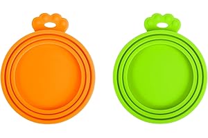 PetBonus Lot de 2 couvercles en silicone pour boîtes de nourriture pour chien et chat, taille universelle, 1 pour 3 boîtes de nourriture de taille standard, sans BPA, passe au lave-vaisselle (orange,