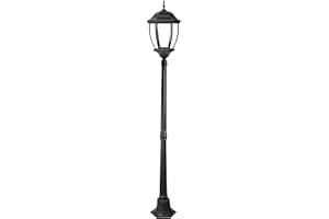 Planetitaly Lampadaire poteau extérieur jardin étanchéité Mod.NewYork H.180 cm culot E27 (Noir)