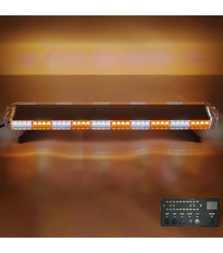 PROZOR Barre LED Urgence 6-COB - 7 Modes, 60W, Aimants Forts - 12/24V Pour Camion, Voiture - Bleu