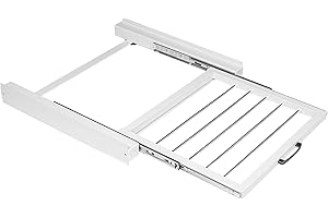 Vonia Zwischenbaurahmen Weiß für Waschmaschine und Trockner – Stapelkit mit ausziehbarem Handtuchhalter – Metall, 60 x 54 x 7,5 cm – Tragkraft bis 100 kg