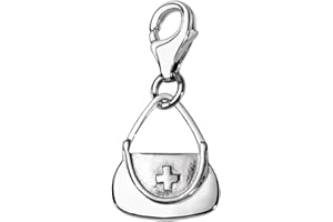 Quiges 3D Medicine Bag Clip On Charm Pendant Silver Plated Women's Jewellery