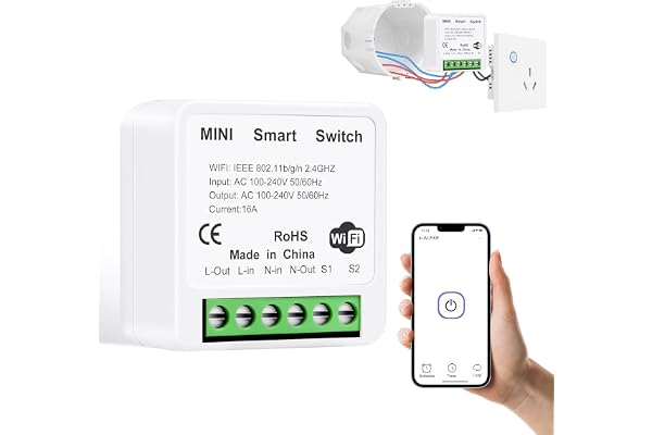 AXFEE Trådlös strömbrytare, 2,4 Ghz smart strömbrytare, relämottagarkontroll, trådlös väggströmbrytare, upp till 30 m räckvidd inga kablar, radiobrytare ljus, för hushåll, kontor, laboratorier